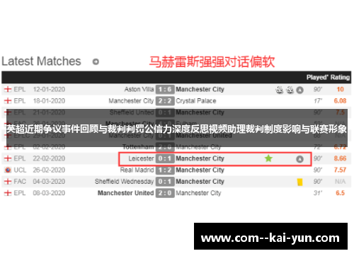 英超近期争议事件回顾与裁判判罚公信力深度反思视频助理裁判制度影响与联赛形象