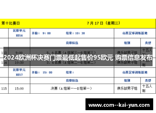 2024欧洲杯决赛门票最低起售价95欧元 购票信息发布 2024欧洲杯决赛门票最低起售价95欧元 购票信息发布