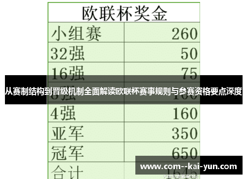 从赛制结构到晋级机制全面解读欧联杯赛事规则与参赛资格要点深度